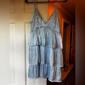 TCEC Shimmering Blue Tiered Mini Dress
